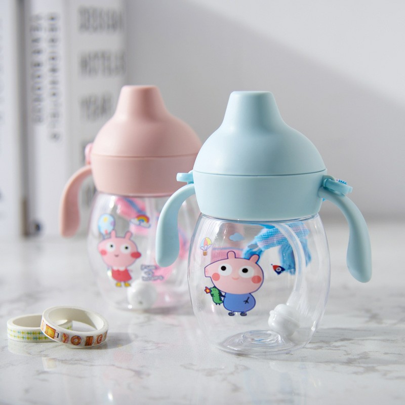 Yinqian Children's Straw Water Cup, baby drinking water and milk duckbill cup, learning to drink cup, baby leak-proof and choking bottle, gravity ball details Picture