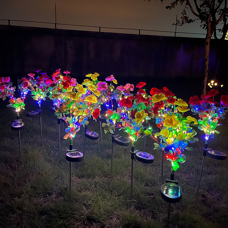 New cross-border Amazon solar rhododendron lamp lawn courtyard outdoor landscape atmosphere LED night light Specification drawing