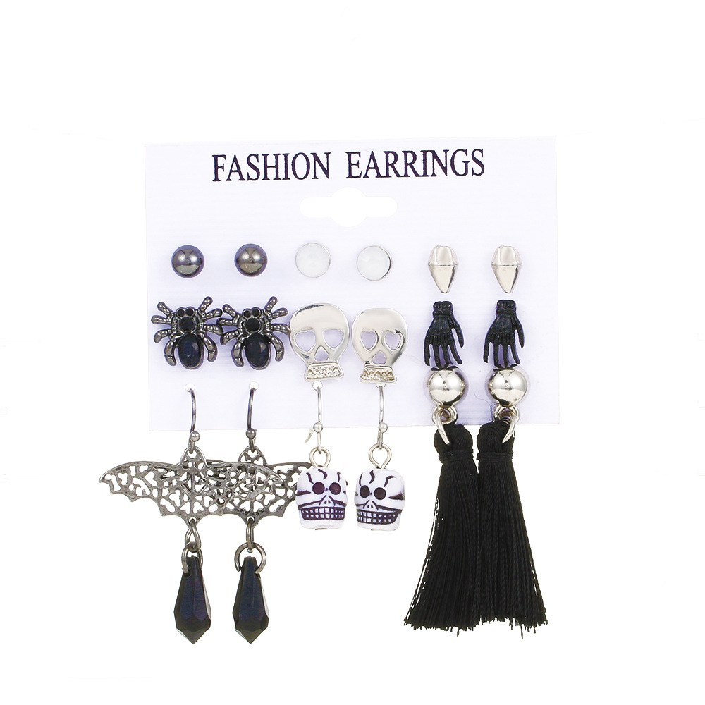 European and American cross-border bat skull spider pumpkin stud set, funny Halloween earrings and accessories wholesale Item Picture