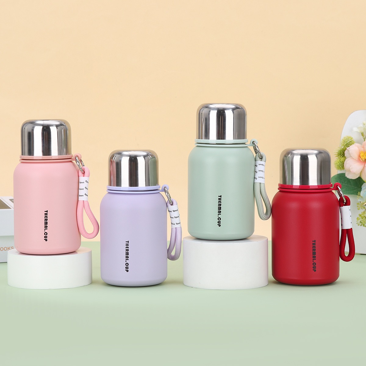 The new 316 stainless steel insulated cup has a large capacity for separating tea and water, making it a portable cup for outdoor use with a handle Specification drawing