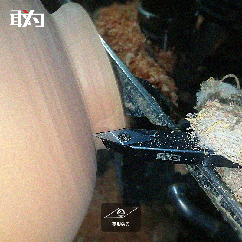 Disposable woodworking square bar turning tool, tool holder, handheld lathe, wood rotary profiling round knife, square knife, pointed knife for cutting and shaping blanks Application Scenario
