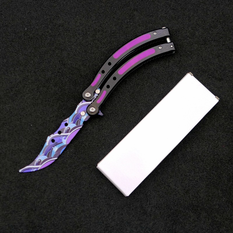 CSGO butterfly knife from the manufacturer, all-steel outdoor folding 3D swing practice, uncut blade freestyle training, titanium alloy curved knife undefined