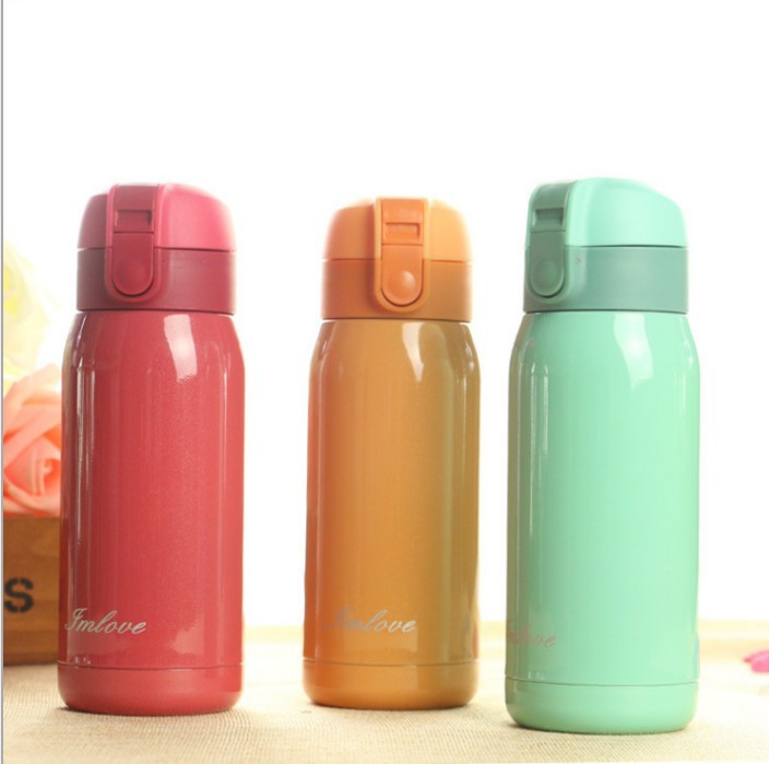 Cute children and students, bouncy insulated cups, stainless steel candy-colored outdoor portable cold water cups as gifts details Picture
