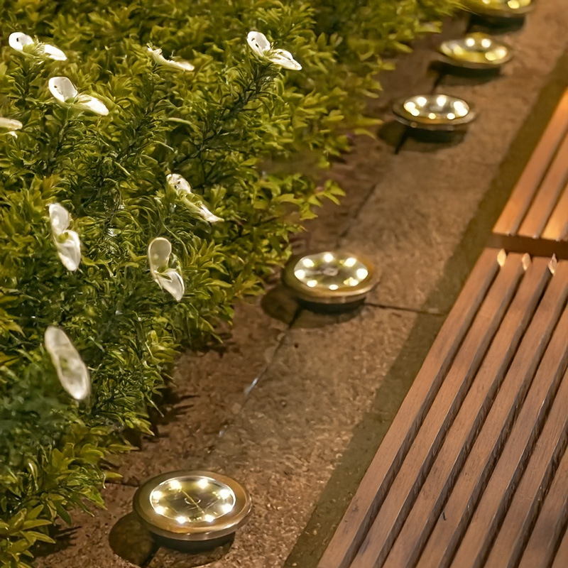 Outdoor solar-powered courtyard stainless steel buried lights, courtyard lawn lights, road and garden ground plug-in lights details Picture