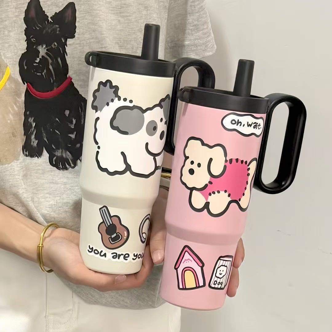Light luxury twilight insulated cup, large-capacity water cup, 316 stainless steel straw cup, car ice cube cup, high-end cup details Picture