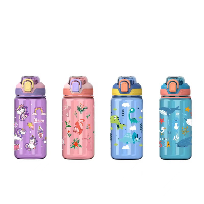 Cross-border Xiyin Internet celebrity bestsellers, high appearance level, slanted straw cup, cute cartoon children's water cup, pop-up lid plastic cup Specification drawing