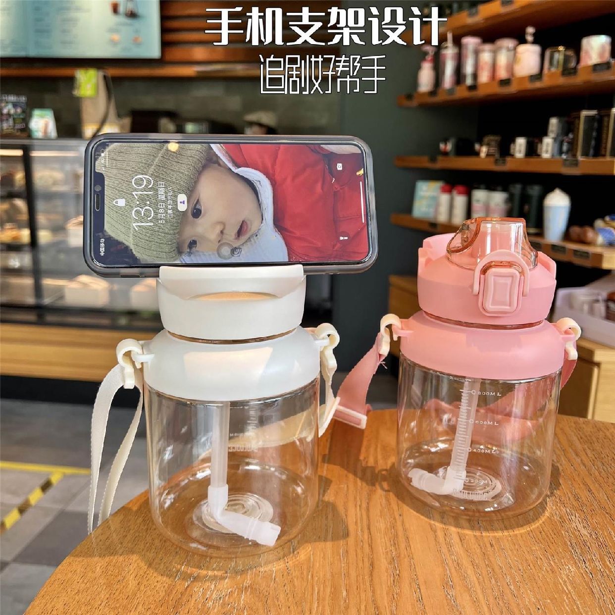 Summer large-capacity portable sports plastic water bottle with scale, fitness outdoor simple tonnage bucket 1L cup Specification drawing