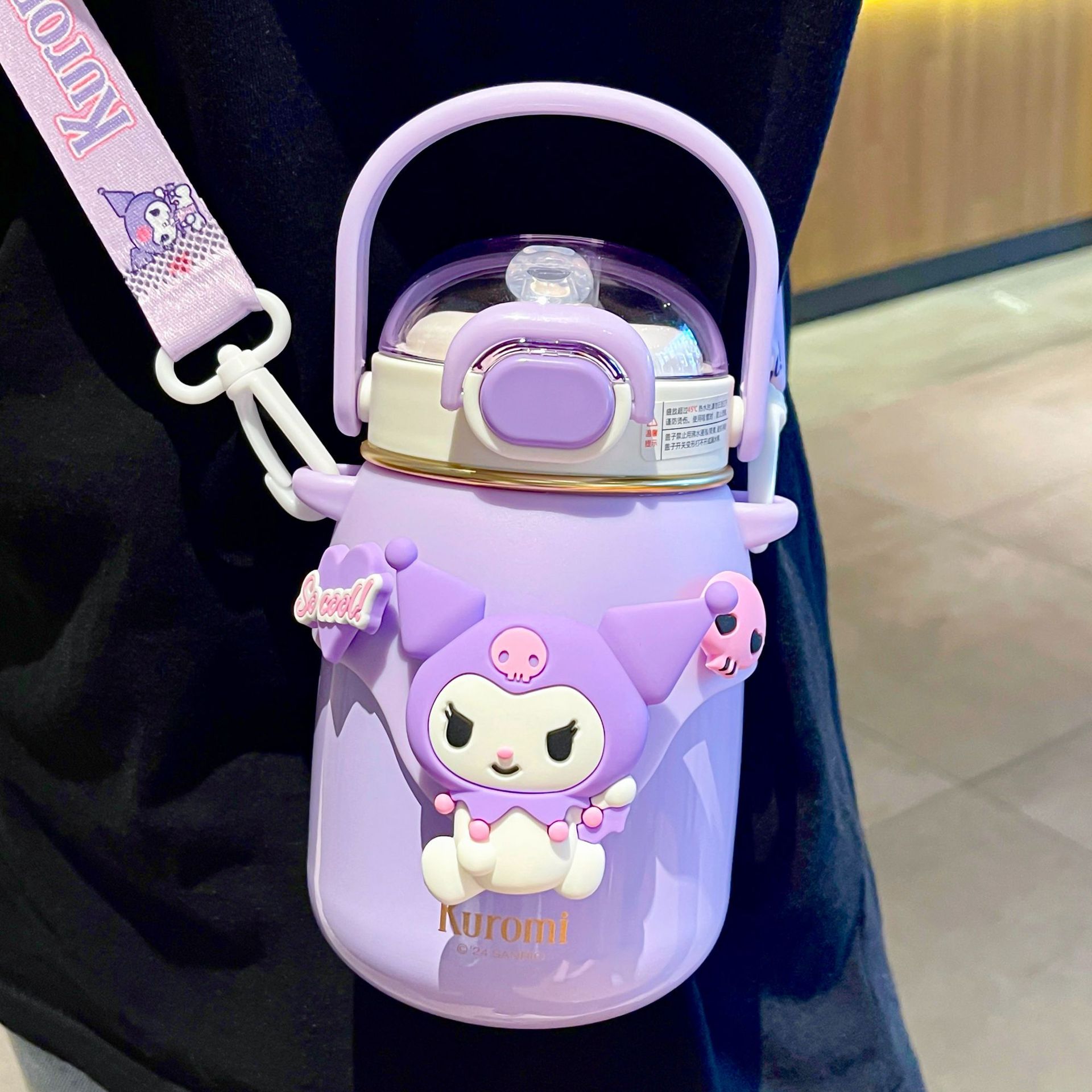 Genuine Sanrio authorized insulated cup, high appearance level children's straw cup, large-capacity small-bellied student sports drinking cup full figure