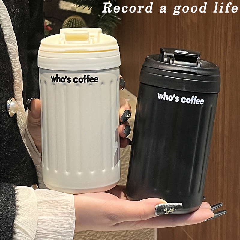 Simple and niche double-drinking cup design sense, office worker, high-end student straw cup, 316 stainless steel insulated cup, women's Instagram full figure