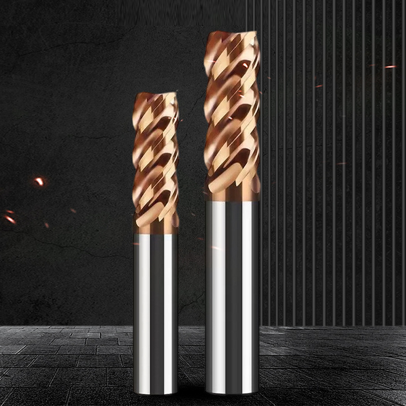 Original production of U6065 die steel special round nose milling cutters, tungsten steel hard alloy R Angle bull nose end milling cutters with 4 edges details Picture