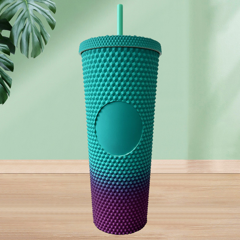 【 Processing and Customization 】 Durian Cup 710ml large-capacity plastic Straw cup, cross-border European and American drinking durian cup details Picture