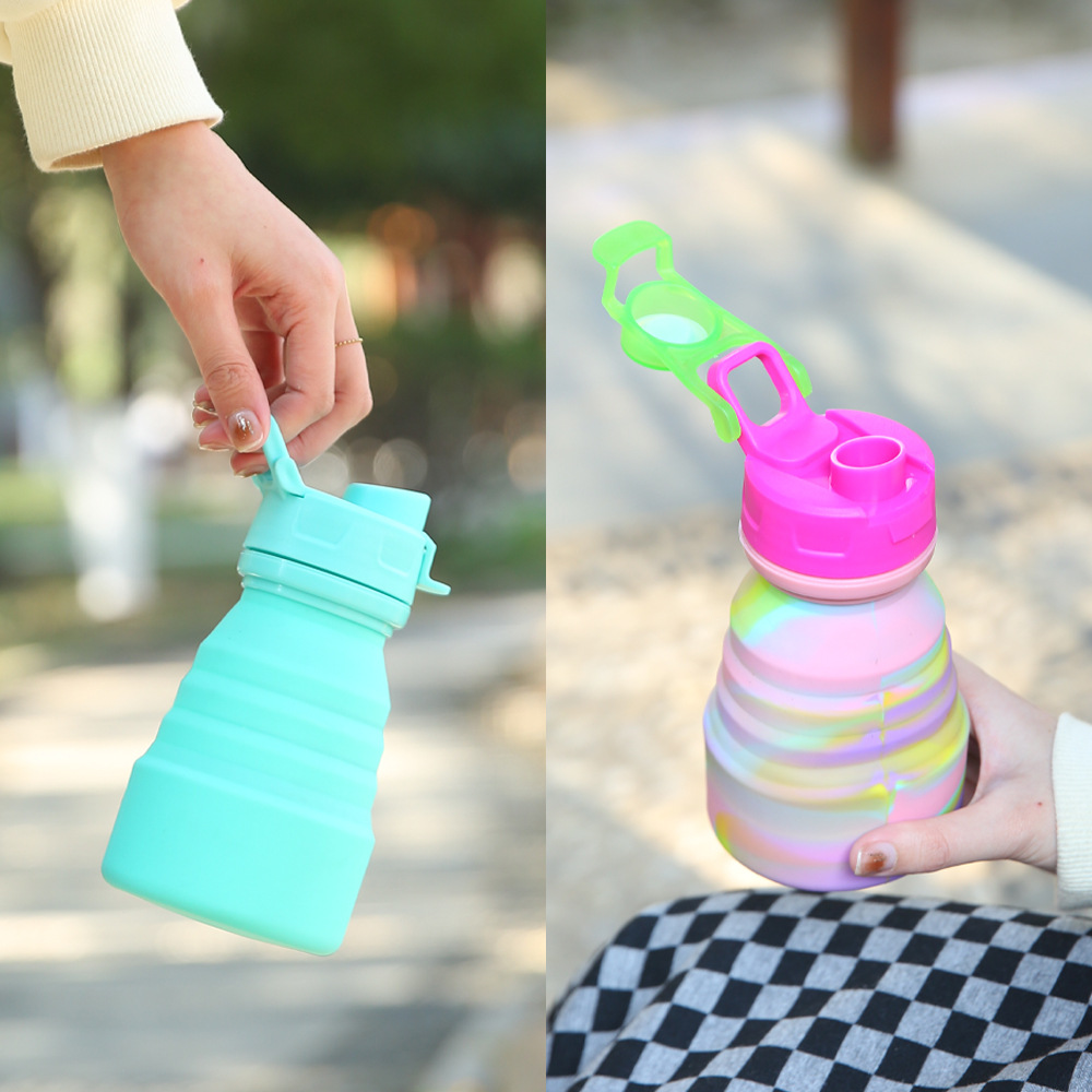 Cross-border silicone outdoor camouflage water cup, portable foldable sports water bottle, hand-held creative sports water bottle details Picture