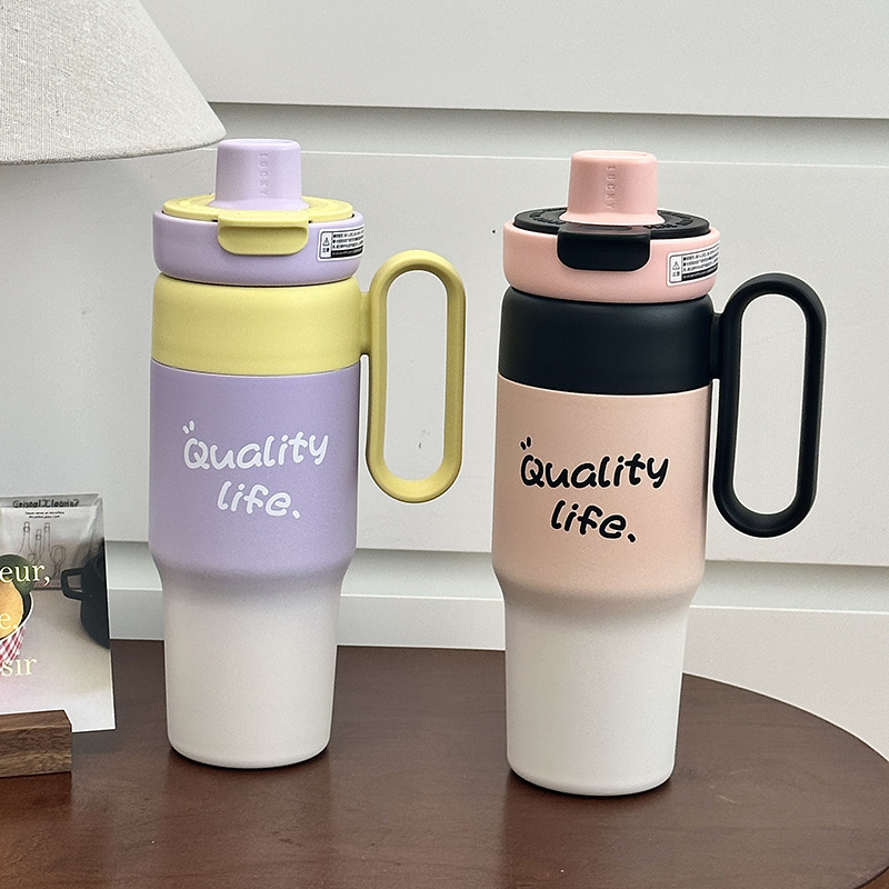 New Yongkang Giant stainless steel insulated cup, women's creative gradient high appearance level straw water cup, ice cup wholesale full figure