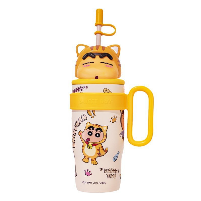 Crayon Shin-chan 316 children's insulated cup, new ice cube cup, large capacity for girls, high appearance level water cup, straw cup Item Picture