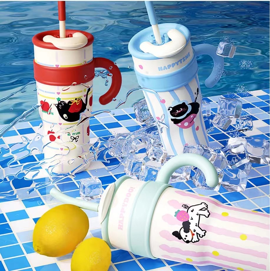 Giant Ice Cup, large-capacity straw insulated cup, new 2024 model for girls, office cooling cup, high appearance level Specification drawing