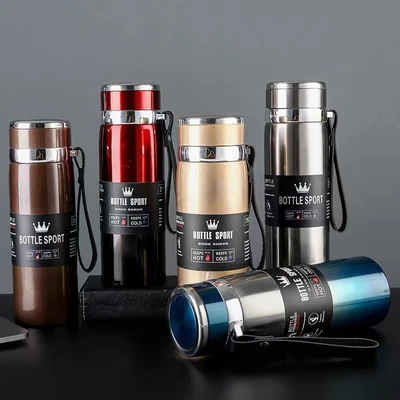 Cross-border exclusive 316 stainless steel insulated cups, portable travel flasks with straps, large-capacity outdoor sports water bottles, batch thumbnail