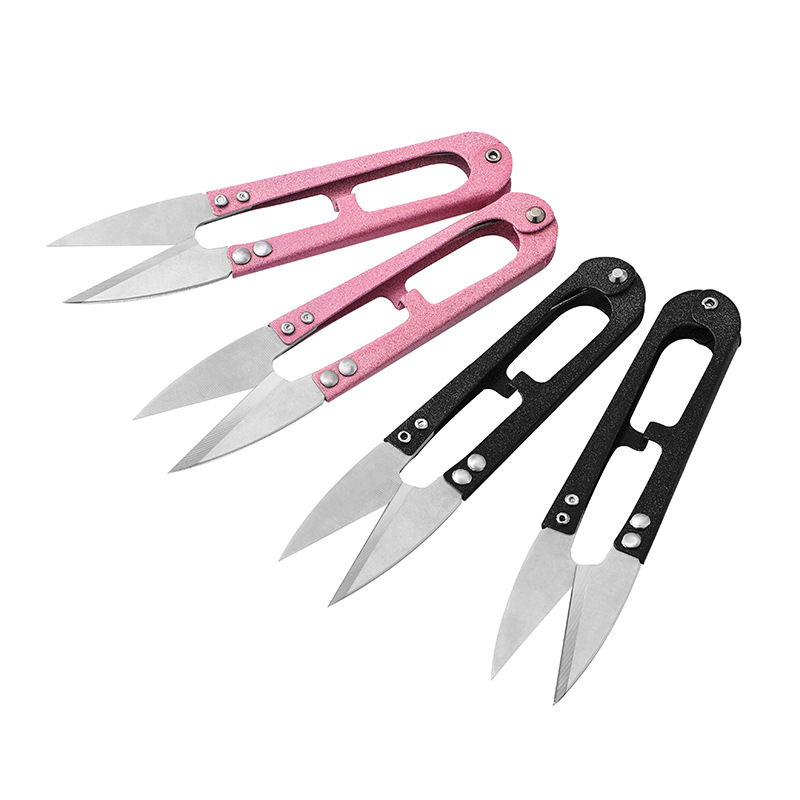 U-shaped scissors wholesale, small scissors for cutting and trimming thread ends, pink spring yarn scissors for sewing and tailoring clothing Item Picture