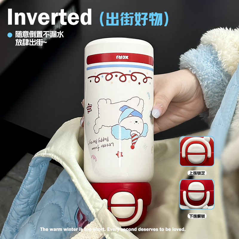 Wholesale of new student insulated cups with double bottle LIDS, schoolbag water cups, cartoon portable stainless steel cups for girls Application Scenario