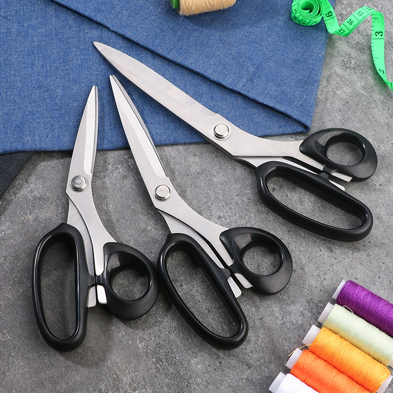 Stainless steel tailor's scissors, powerful fabric scissors, paper-cutting clothes, fabric scissors, labor-saving handle, large hand sewing master's tool scissors Specification drawing