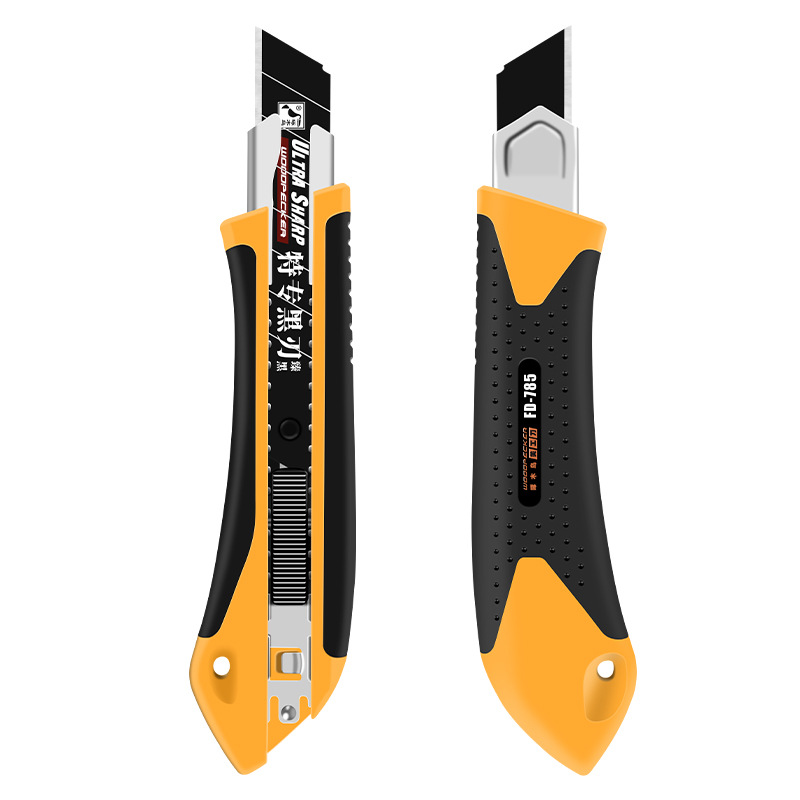 Woodpecker utility knife, large 18MM multi-functional rubber-coated utility knife, wallpaper, paper cutting knife, medium knife FD-785 Item Picture