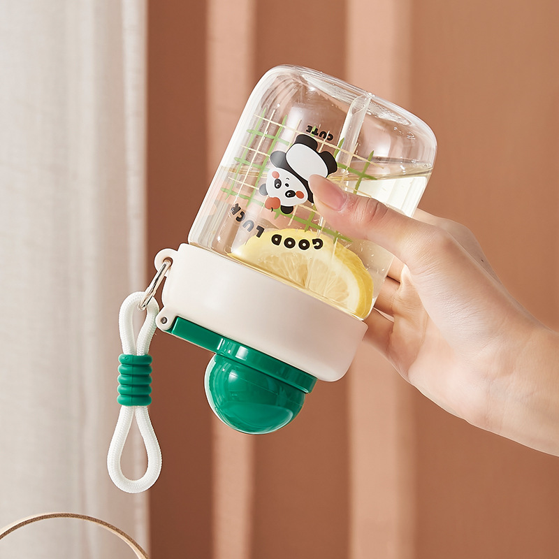 Fuxing Cartoon water Cup, Children's anti-drop portable Cup, men's and women's casual cup, students' cute plastic cup with handle Specification drawing