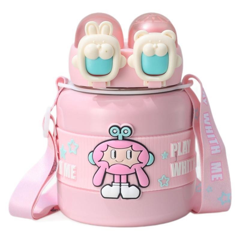 316 large-capacity double-lid insulated cup, high appearance level, girls and children's straw cup, outdoor portable gift cup Item Picture