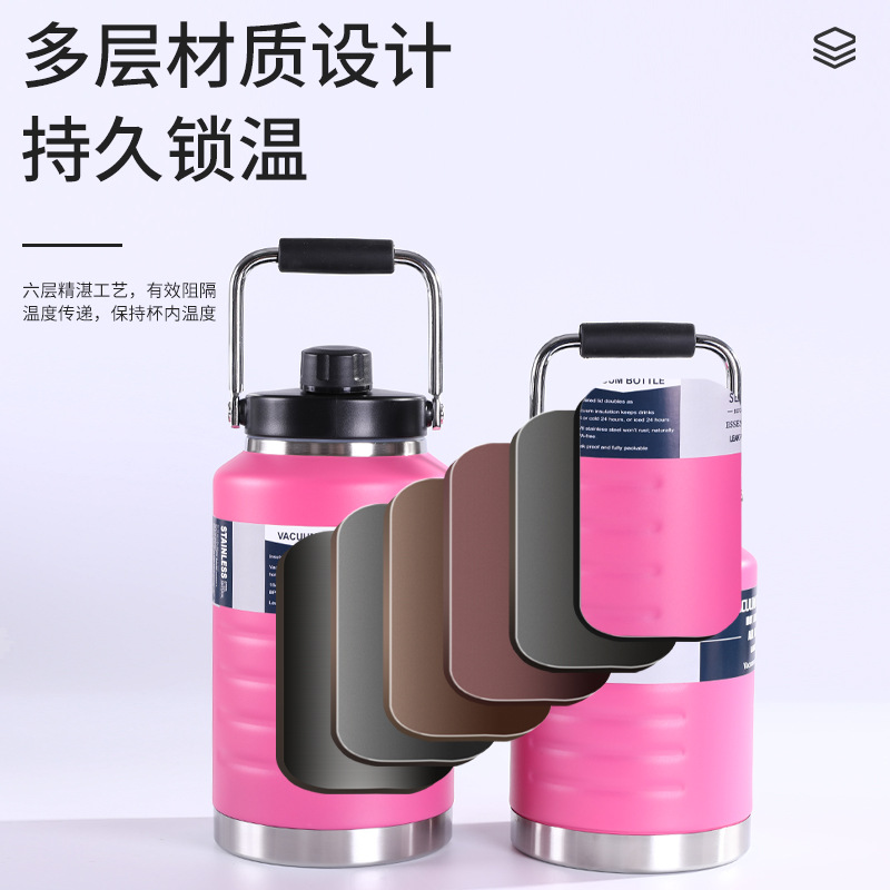 Amazon 304 stainless steel ice bucket, insulated cup, large-capacity hand-held handle, sports water cup, outdoor portable travel kettle Specification drawing