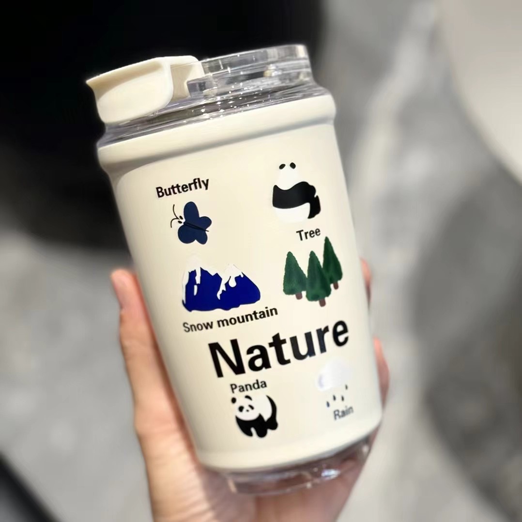 Cute cartoon water cup, coffee insulated cup, high appearance level, male and female students, car, summer cooling, simple desktop cup details Picture