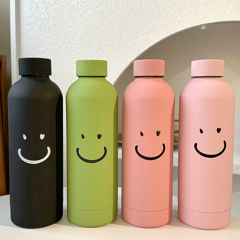 New portable cup, cold and heat preservation cup, ins smile, simple smiling face, portable heat preservation cup, stainless steel student water cup details Picture