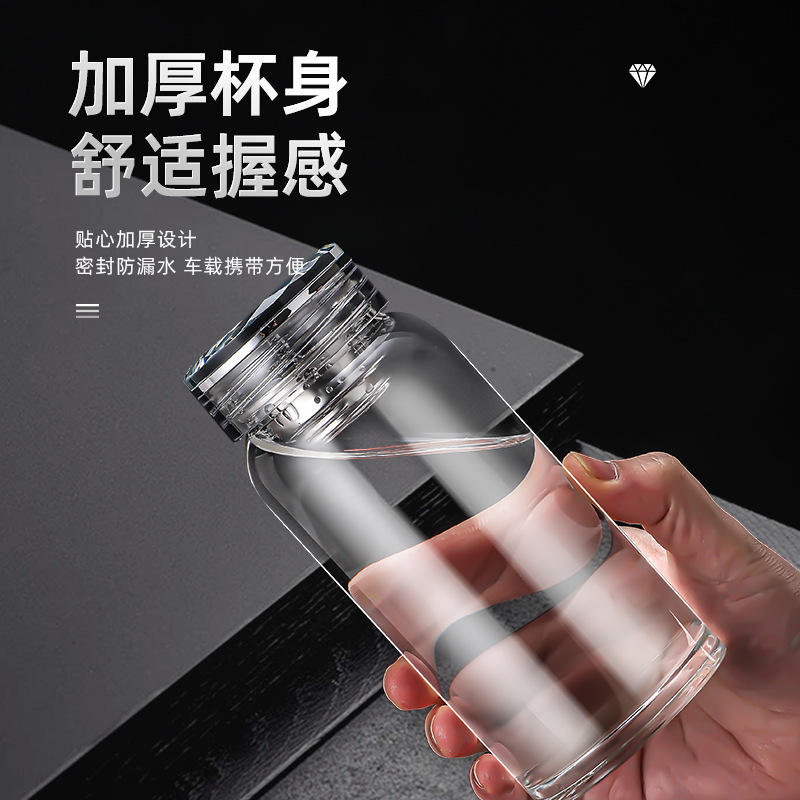 Transparent high borosilicate glass cup, high-temperature resistant tea brewing cup, simple thickened water cup, diamond lid, large-capacity water cup details Picture