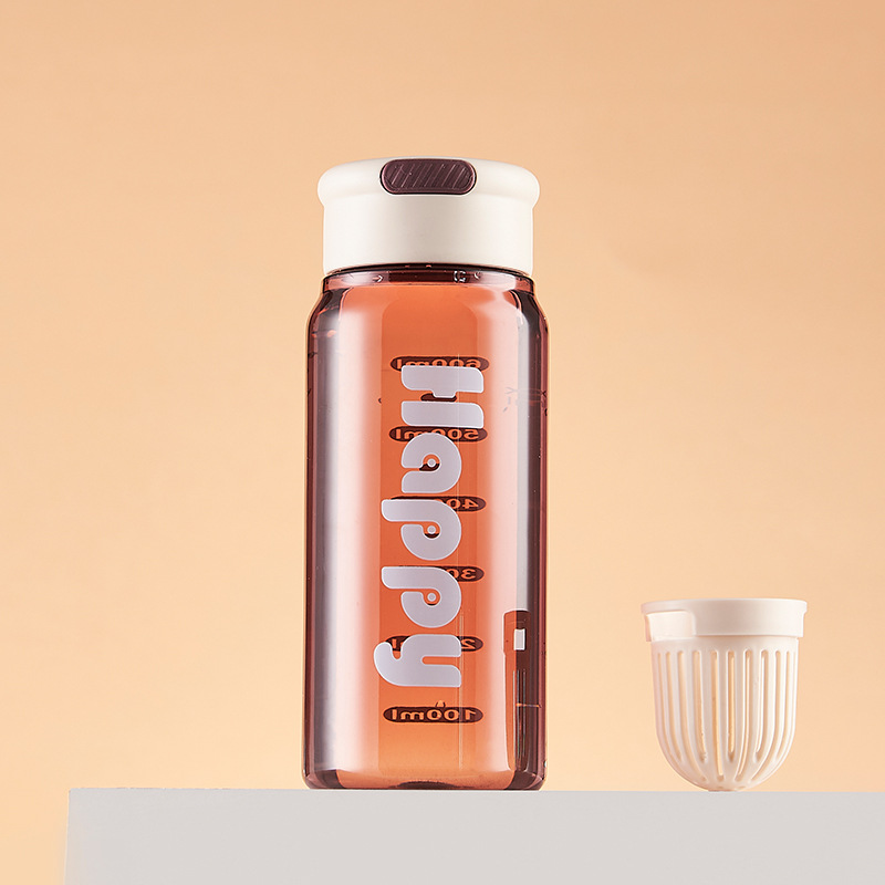 Simple water cup with tea strout, portable plastic water cup, silicone handle, high appearance level, direct drinking cup, space cup wholesale customization details Picture