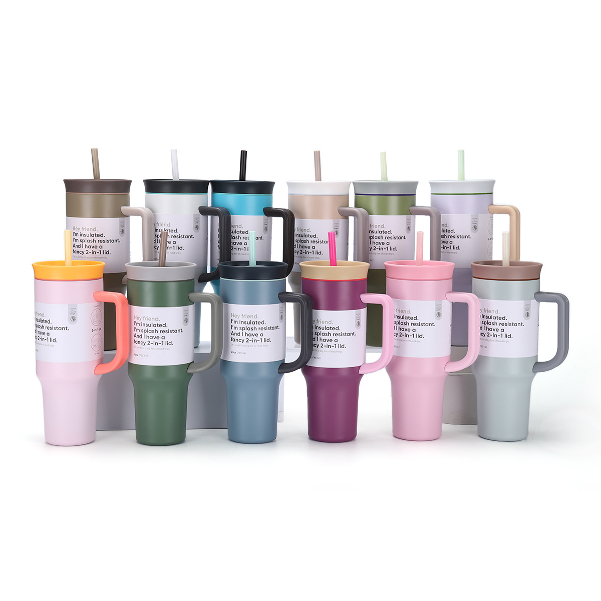 Cross-border 40oz car cup Owala double-layer vacuum insulated cup, outdoor sports cup with straw handle details Picture