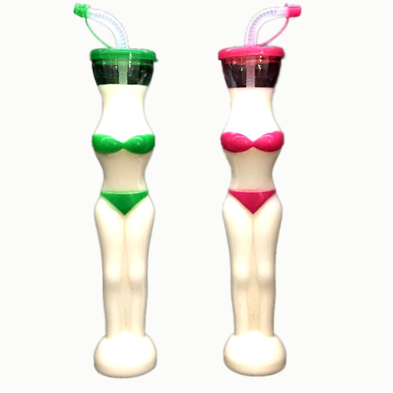 Creative bikini pet disposable plastic irregular-shaped milk bursting cup, beauty cup, best-selling bottle in the shopping mall food street advertisement Item Picture