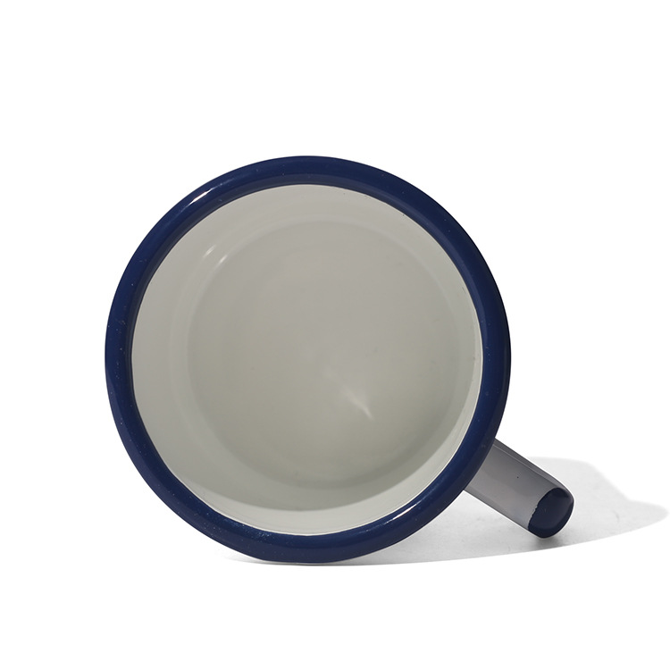 350ml customizable cup handle color enamel coffee cup, 8cm colored edge nostalgic retro enamel mug Application Scenario