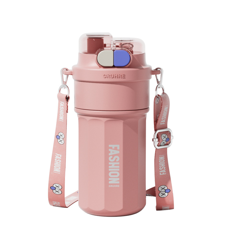 Large-capacity coffee cup, high appearance level, summer portable insulated cup, portable straw cup, student direct drinking cup, simple dual drinking Item Picture