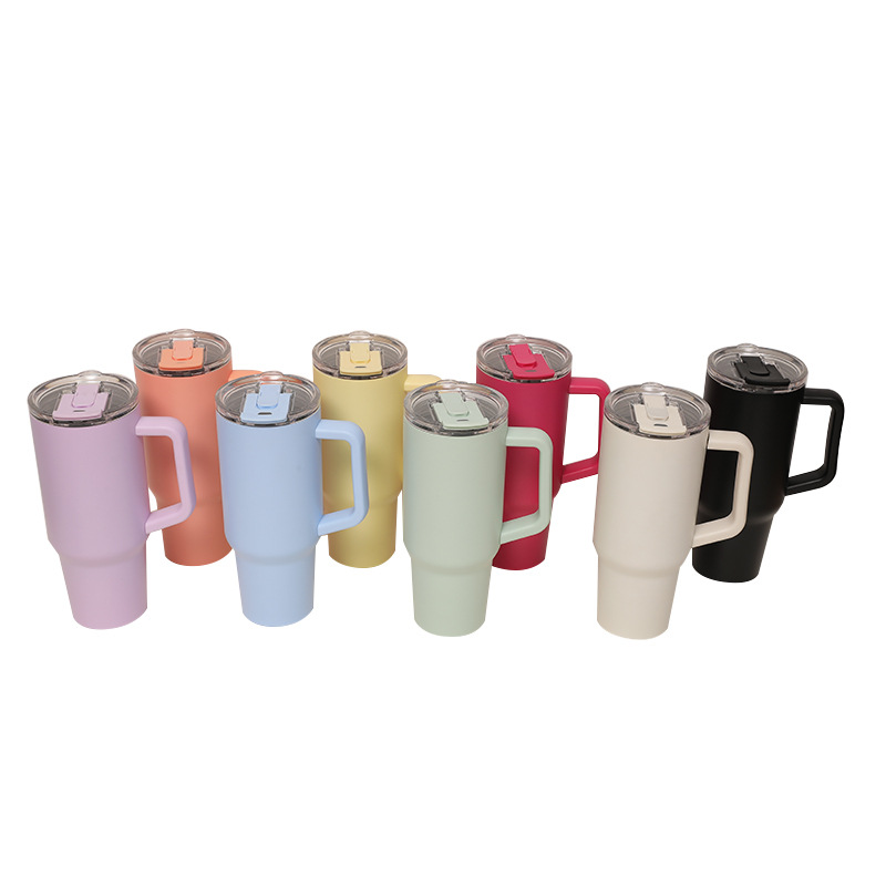 Cross-border factory direct supply 304 stainless steel straw cups, double-drinking insulated cups, cold-keeping portable car cups, ice king cups Item Picture