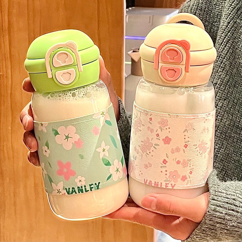 ins Cute milk Cup, portable straw cup for work, high appearance level, new 2025 double-drinking plastic cup for girls and students Specification drawing