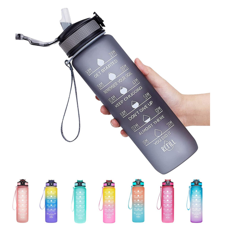Amazon's new gradient 1000ML large-capacity outdoor sports plastic cup made of Tritan material is in stock Item Picture