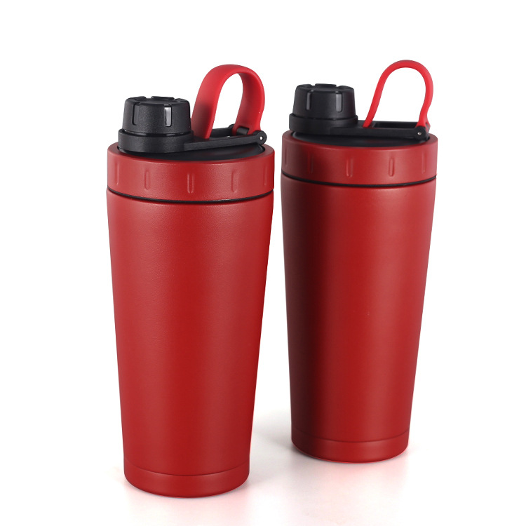 700ml double-layer stainless steel insulated cups, sports shaker cups, winter outdoor products, black shaker cups are available in stock details Picture