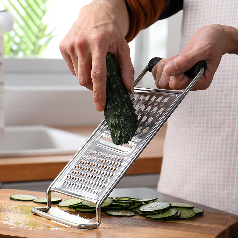 Stainless steel grater, grater, multi-functional vegetable cutter, kitchen grater, radish and potato grater Application Scenario