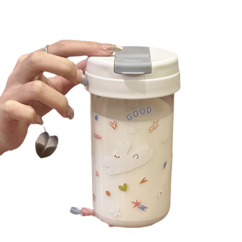 Water cup, plastic cup, straw, girls' Instagram, niche and non-identical straw, high appearance level, simple and high-end household drinking cup Item Picture