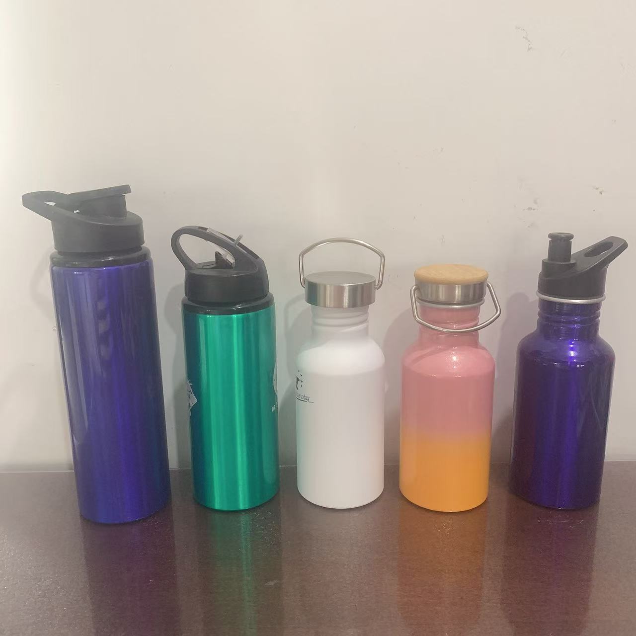 New best-selling sports water bottle DIY, printable blank coated aluminum large-mouth water bottle with spout, cycling water cup full figure