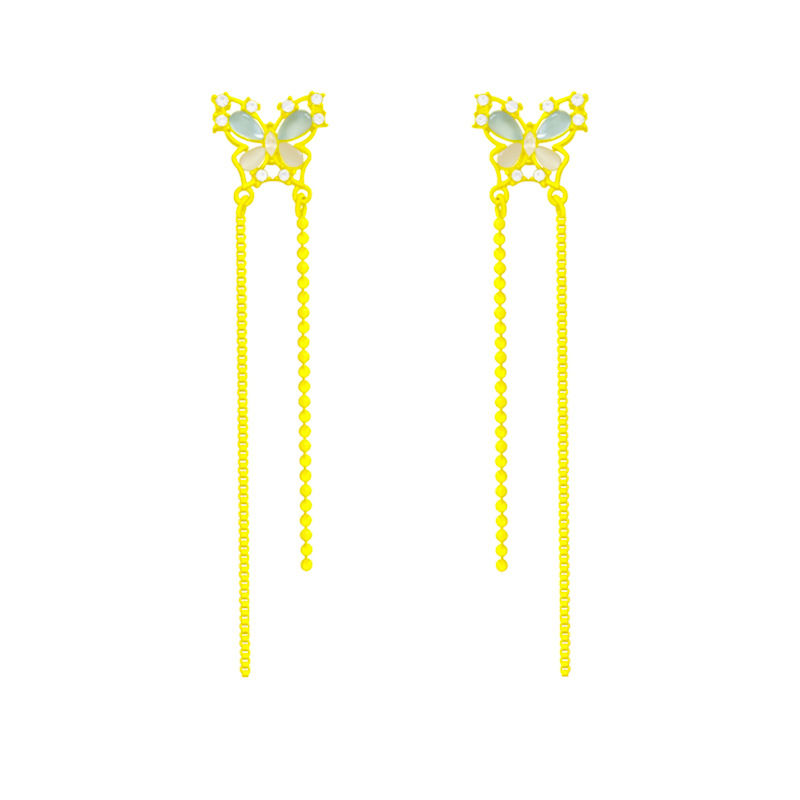 S925 Silver needle butterfly tassel earrings exude a sense of light luxury and sophistication, with sweet and exquisite stud earrings. They are fashionable and elegant, simple and elegant earrings for women Item Picture