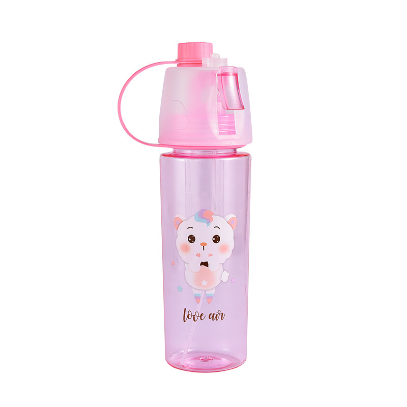 Popular spray cup, children's straw, household cup, portable sports water cup, high appearance level gift plastic cup for girls Item Picture
