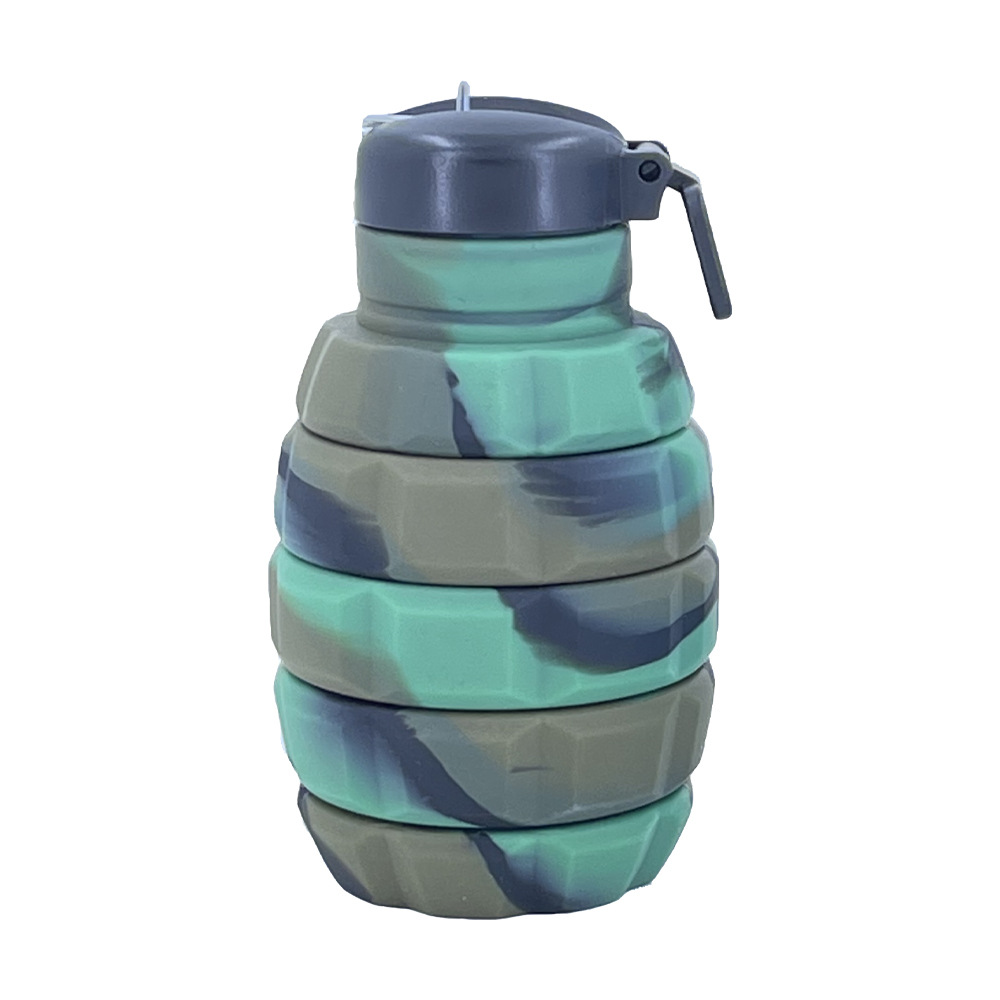 Cross-border grenade camouflage water bottle, portable silicone foldable sports cup, 500ml grenade sports water bottle Item Picture