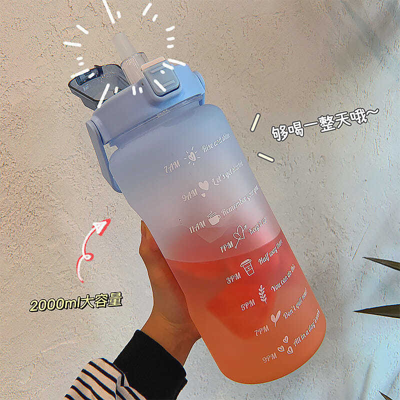 Wholesale of large-capacity water cups, plastic scale frosted space cups, gradient color portable anti-drop outdoor sports water bottles Application Scenario