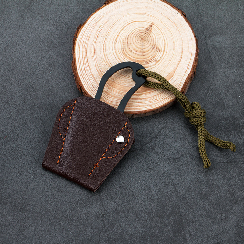 Stainless steel one-piece EDC mini straight knife, outdoor self-defense and wilderness survival portable knife with leather case Item Picture
