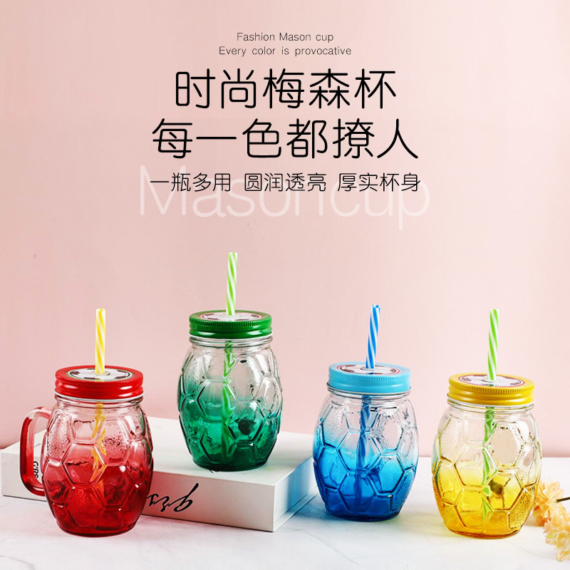 New wholesale 500ml football pineapple cup, bubble milk tea cup, juice drink cup, summer cold drink cup, Mason cup details Picture