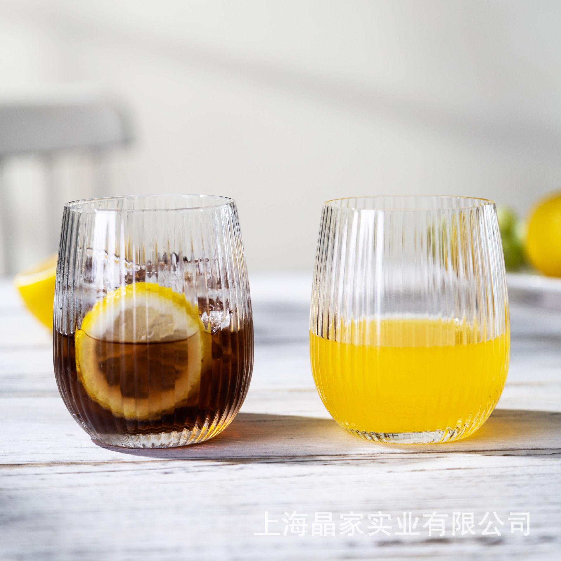 Vertical striped simple glass cups, foreign wine glasses, whisky glasses, transparent beverage juice cups, home coffee milk cups details Picture