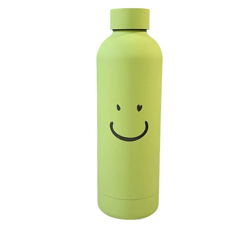 New portable cup, cold and heat preservation cup, ins smile, simple smiling face, portable heat preservation cup, stainless steel student water cup Item Picture